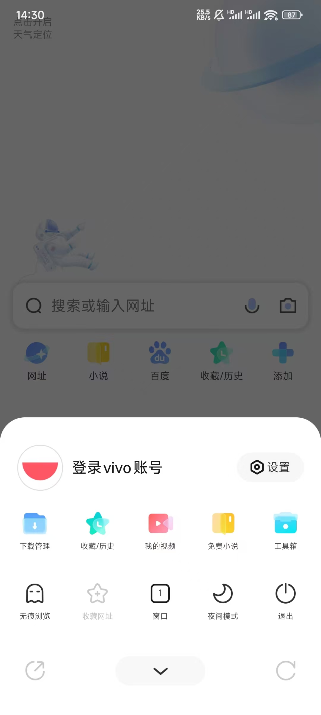 vivo浏览器设置界面