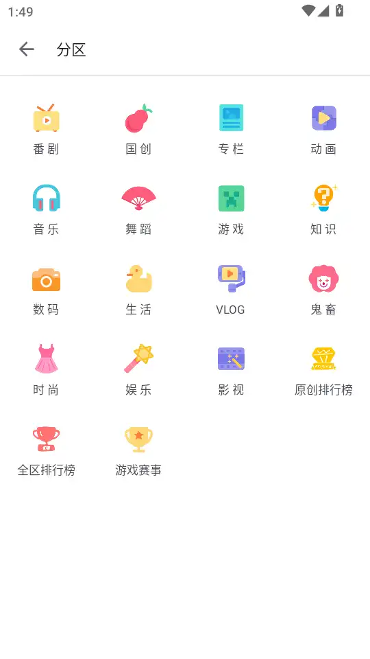 哔哩哔哩白色版分区